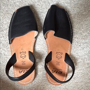 RIA Menorca Black Leather Sandals